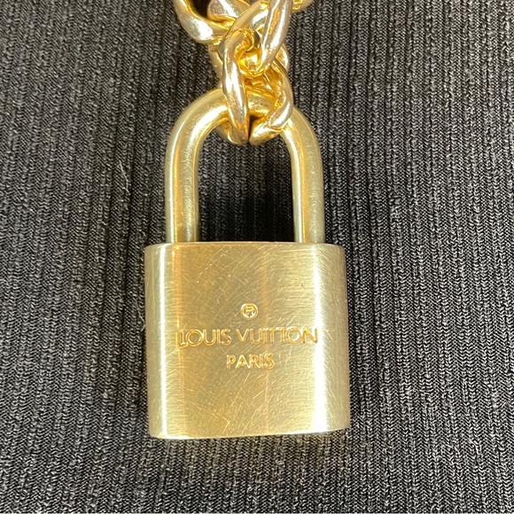 Authentic Louis Vuitton Brass lock and key upcycled on gold plated necklace - Picture 3 of 5